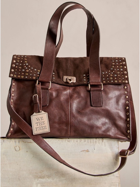 We The Free Handbags - We The Free Espresso  Studded Leather Tote